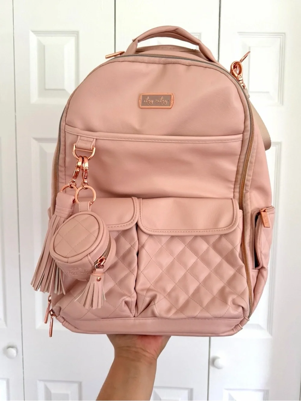 🦋Itzy Ritzy Boss Plus Diaper Bag  Backpack Blush Pink and  Diaper Bag Charm pod
